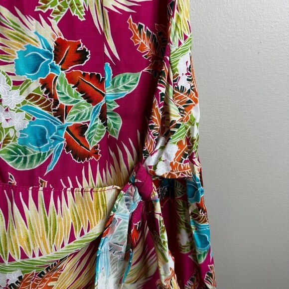 Vintage Rampage Sundress Womens Sz 5 Pink Floral Hawaiian Faux Wrap Y2K 2000’s - Picture 4 of 10